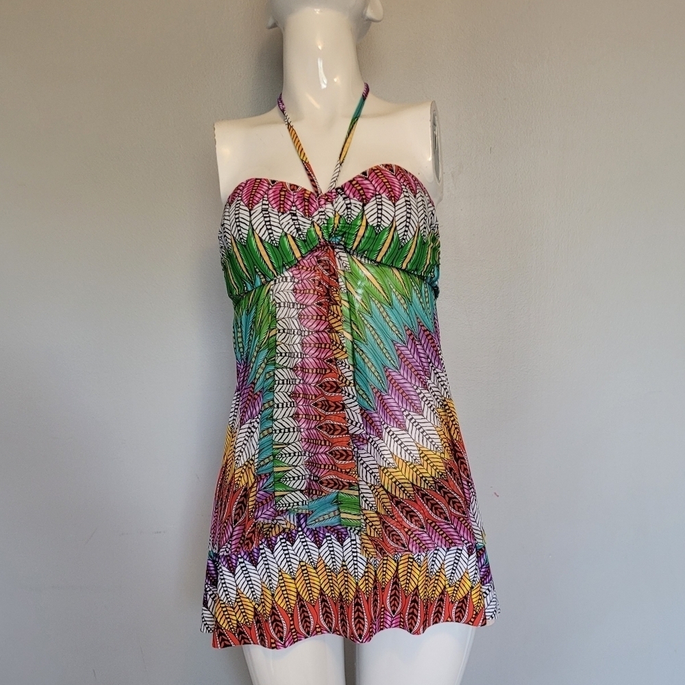 Profile By Gottex Mexicana Flyaway Bandeau Tankini & Skirted Bottom, VGUC, Sz 6